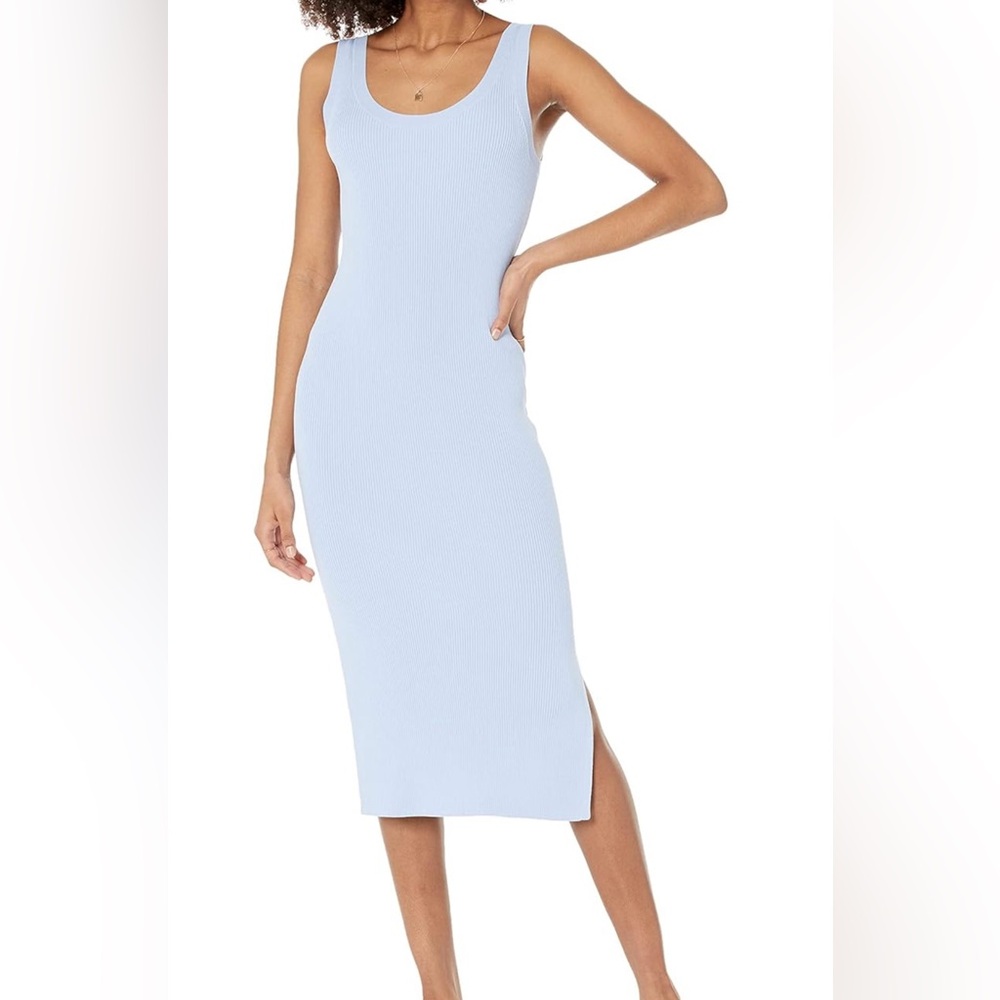 The Drop Women's Yasmin Rib Midi Sweater Sleeveless Dress‎ Medium Sky Blue